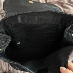 黒のストライプリュックの画像