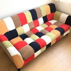 ソファ　2.5人掛け　パッチワーク柄の画像