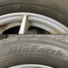 ヨコハマ ブルーアース 155/65R13 2019年製 アルミホイール付き 軽自動車に の画像