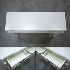 【東7/6】≪zyt1852ジ限≫ アンティーク調 コンソールテーブル 幅90cm 奥行30cm ホワイト/白系 サイドテーブル/カントリー/クラシカル/中古家具/宮城県仙台市 70109-12の画像
