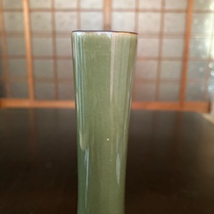 九谷焼　花瓶　鶴首一輪挿し　グリーン系　雲海　シルバー　ゴールド　花器の画像
