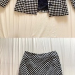 【中古】千鳥格子柄ジャケットとマーメイドスカートセット　5号