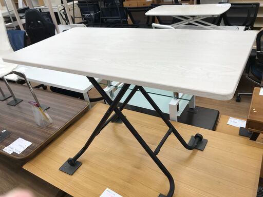 ★ジモティ割あり★ ニトリ 昇降テーブル ホワイト H12～70×W121×D55 クリーニング済み KJ7997
