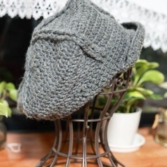 【試着のみ美品】手編み ニット帽 キャスケット 韓国風の画像