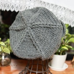 【試着のみ美品】手編み ニット帽 キャスケット 韓国風の画像