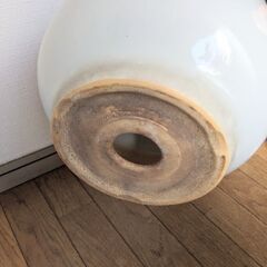 インテリア陶器鉢 サークル型 【オフホワイト】 底穴あり の画像