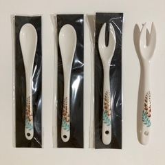 MOA美術館　和菓子用　陶器フォーク、スプーン(匙)4本セット