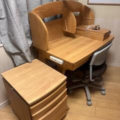 学習机と椅子のセット　コイズミ　イトーキ　天然木