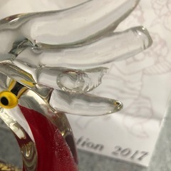 ガラス工芸品　鳥　置物　赤　おしゃれの画像