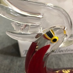 ガラス工芸品　鳥　置物　赤　おしゃれの画像