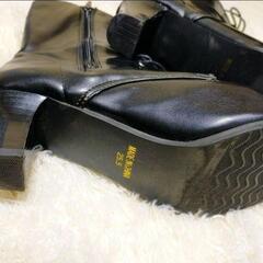 卒業式の袴にブラックレースアップレザーブーツ 25.5センチの画像