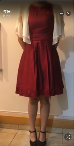 ドレス 赤 ボレロ付き