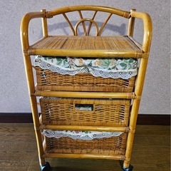 籐製ラタン収納キャスター付き