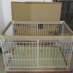 アイリスオーヤマ　ウッディサークル　犬用ケージ　幅97.5奥行6...