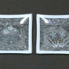 無料　五様切子　ガラス皿　銘々皿揃　横14㎝×縦14㎝　日本製　食器　未使用の画像