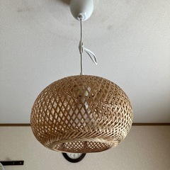 吊り下げ照明 竹シェード 6畳 3段階調色 9W LED電球付き 
