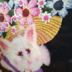 昭和レトロ 猫 刺繍 額縁 ハンドメイド の画像