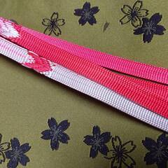 帯締め　矢羽　ピンク　グラデーション　アンティーク　レトロ