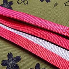 帯締め　矢羽　ピンク　グラデーション　アンティーク　レトロの画像