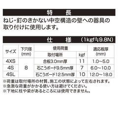中空構造用アンカー 4XS 八幡ねじ 150本
の画像