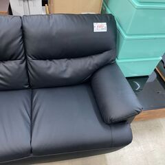 リサイクルショップどりーむ荒田店　No1066 ソファ　二人かけ　黒　レザー　合成皮革　の画像