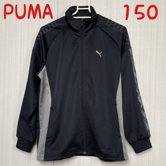 PUMA ブラック ジャージ 150 サイズ　黒　子供服　ゴールド　ロゴの画像