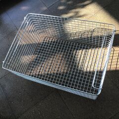 182 【4個セット】ワイヤーバスケット 収納籠  ステンレス製 4個セット 4段重ねが出来ます  37×51×24㎝の画像
