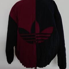 ９０年代adidas ナイロンジャケット ワインレッド/ブラック　Ｌサイズの画像