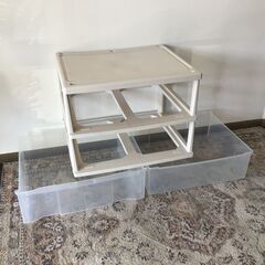184  ２段収納ケース  プラスチック製 高さ46㎝ 幅 63㎝ 奥行 52㎝の画像