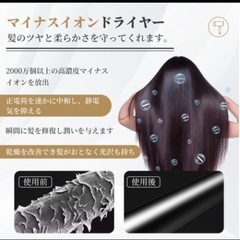 ヘアドライヤー 大風量 1300W 速乾 マイナスイオン ドライヤーの画像