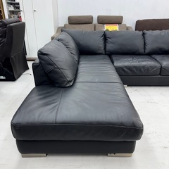 【美品‼️】定価数十万♪ イタルソファ(Natuzzi) 250cm幅3人掛けカウチソファ 3P 総本革 ブラックレザー♪の画像