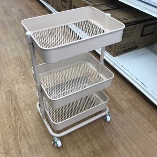 ★ジモティ割あり★ ワゴン　ベージュ　収納ラック　シンプル　 動作確認／クリーニング済み KJ8026