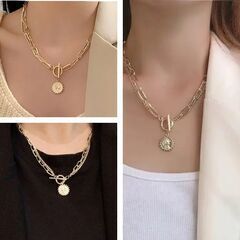 コインチャーム ダブルチェーン マンテルネックレス（新品）の画像