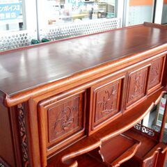 唐木 天然木 飾り棚 違い棚 寸法(約)W122×D35.5×H127m 民芸家具 レトロ