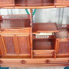 唐木 天然木 飾り棚 違い棚 寸法(約)W122×D35.5×H127m 民芸家具 レトロ