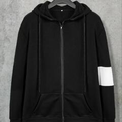 新品🉐XXL（ＪＰ-4XL）メンズ カジュアル フリース裏地付きフーディー、ポリエステル100%ニット生地、無地、レギュラーフィット、秋/冬用、フーディーの画像