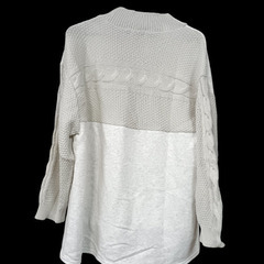 (古着)ケーブル柄 ニット切替プルオーバー(size LL)の画像