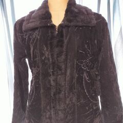 レディース　襟ふわふわ　ジャケット　裏起毛　フリーサイズ