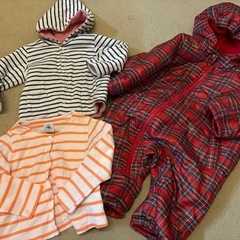 プチバトー洋服2枚、ダウンカバーオール75〜80