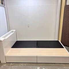 H 21842 木製 セミダブルベッドフレーム 引き出し収納 コンセント