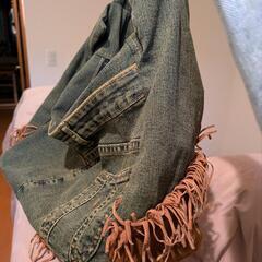 デニム素材 ショルダーバッグの画像