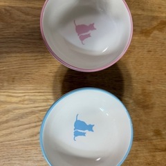 猫用食器×2個セット　ピンク、ブルーの画像
