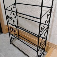 シューズラッグ　靴箱　下駄箱　黒　オシャレ　シューズシェルフ　シ...