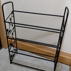 シューズラッグ　靴箱　下駄箱　黒　オシャレ　シューズシェルフ　シューズラックの画像