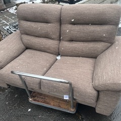 ニトリ　背もたれ付き　ソファー　2P ファブリック　茶色　softの画像