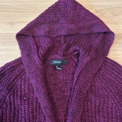 FOREVER21 フード付きカーディガン Lサイズ　パープル　ニットの画像