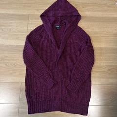 FOREVER21 フード付きカーディガン Lサイズ　パープル　ニット