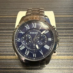 【美品】FOSSIL フォッシル メンズ腕時計 クロノグラフ ガンメタ×ネイビーの画像