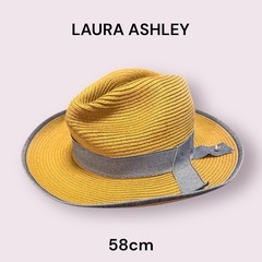 LAURA ASHLEY 麦わら帽子 約58cm ローラアシュレイ