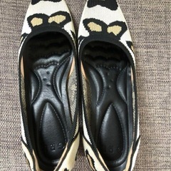 23cm　GRLグレイル　ニットパンプス　ハラコ　ヒョウ柄の画像
